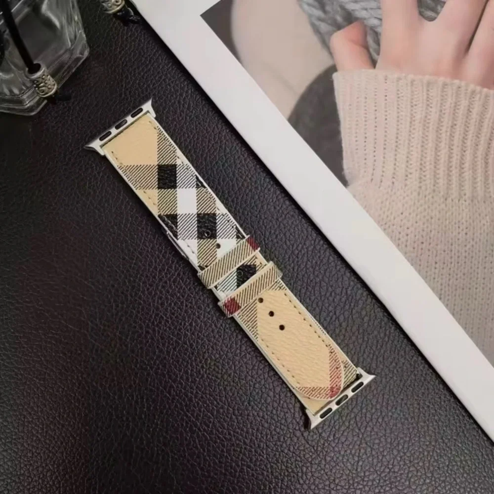 Leather Plaid Apple Watch Band 38/40/41/42/44 - Picture 9 of 16